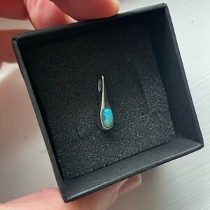 Solid 14k White Gold & Opal Pendant